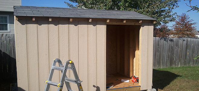 shed front side wall completed